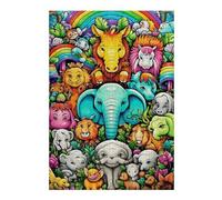 Puzzles pour Adolescents 38x26cm/1000pcs Rainbow Animal Parade Casse-têtes pour Adultes Jeu De Réflexion Vacances À La Maison Tuer Le Temps Défi Éducatif 38x26cm/1000pcs