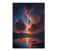 Puzzles pour Adolescents 38x26cm/1000pcs Red Sunset Over The Lake Puzzle pour Adultes, Jeu De Réflexion Amusant Et Humoristique, Cadeau d'anniversaire, 38x26cm/1000pcs