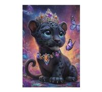 Puzzles pour Adolescents 38x26cm/1000pcs Royal Leopard Cub with Crown Puzzles pour Adultes - Jeux Relaxants - Anti-Stress - Cadeaux d'anniversaire Et De Noël Uniques 38x26cm/1000pcs