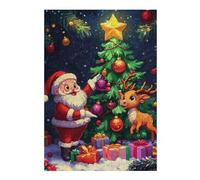 Puzzles pour Adolescents 38x26cm/1000pcs Santa and Reindeer Christm Puzzles Jeux Relaxants Assemblage De Motifs Difficile Et Stimulant 38x26cm/1000pcs