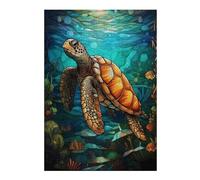 Puzzles pour Adolescents 38x26cm/1000pcs Sea Turtle Stained Glass Puzzles pour Adultes Jeu Familial Améliore La Mémoire Cadeaux d'anniversaire Et De Noël Uniques 38x26cm/1000pcs