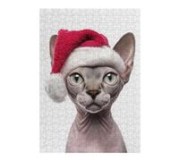Puzzles pour Adolescents 38x26cm/1000pcs Sphynx Cat Christmas Portrait Puzzle Adulte, Jouet, Décoration Murale, Motif À Assembler, Cadeaux d'anniversaire Et Cadeaux Uniques 38x26cm/1000pcs