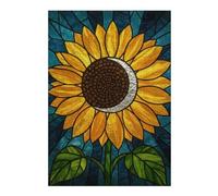 Puzzles pour Adolescents 38x26cm/1000pcs Stained Glass Sunflower with Moon Puzzles pour Adultes Jouets Anti-Stress Découpe De Précision Défi Éducatif 38x26cm/1000pcs