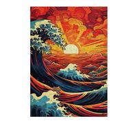 Puzzles pour Adolescents 38x26cm/1000pcs Stylized Ocean Waves at Sunset Puzzles pour Adultes Jeu De Réflexion Course De Vitesse Jeu Stimulant Cadeaux 38x26cm/1000pcs