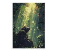 Puzzles pour Adolescents 38x26cm/1000pcs Sunlit Tropical Chimpanzee Puzzle pour Adultes, Jeu De Réflexion, Une Œuvre d'art, Cadeaux Uniques pour Un Anniversaire Ou Noël 38x26cm/1000pcs