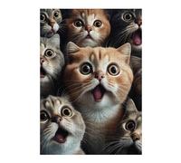 Puzzles pour Adolescents 38x26cm/1000pcs Surprised Cats Compilation-1 Jeux De Puzzles en Famille pour S'amuser en Famille Cadeaux Uniques pour Les Anniversaires Et Noël 38x26cm/1000pcs