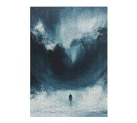 Puzzles pour Adolescents 38x26cm/1000pcs Thalassophobia Man Facing Giant Wave Painting Puzzles pour Adultes : Jeux Amusants, Anti-Stress, Difficiles Et Stimulants 38x26cm/1000pcs