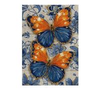 Puzzles pour Adolescents 38x26cm/1000pcs Two Butterflies on Floral Tile Background Puzzles pour Adultes Jeu De Réflexion Course De Vitesse Jeu Stimulant Cadeaux 38x26cm/1000pcs