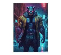 Puzzles pour Adolescents 38x26cm/1000pcs Urban Beast in Neon Lights Casse-têtes pour Adultes Jeu De Réflexion Vacances À La Maison Tuer Le Temps Défi Éducatif 38x26cm/1000pcs