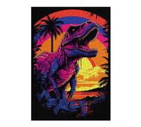 Puzzles pour Adolescents 38x26cm/1000pcs Vibrant Dinosaur Sunset Art Print Puzzles pour Adultes Jeu De Réflexion Course De Vitesse Jeu Stimulant Cadeaux 38x26cm/1000pcs