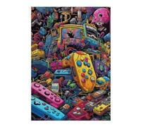 Puzzles pour Adolescents 38x26cm/1000pcs Vibrant Retro Gaming Controllers Puzzles pour Adultes Jeux De Famille Course De Vitesse Manuelle Cadeaux d'anniversaire Et De Noël Uniques 38x26cm/1000pcs