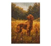 Puzzles pour Adolescents 38x26cm/1000pcs Vintage Irish Setter Dog Puzzle pour Adultes, Jeu De Réflexion Amusant Et Humoristique, Cadeau d'anniversaire, 38x26cm/1000pcs