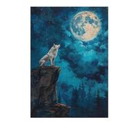 Puzzles pour Adolescents 38x26cm/1000pcs Wolf Howl in Moon Night Puzzles pour Adultes Jeux Relaxants Course De Vitesse Manuelle Cadeaux De Noël Et d'anniversaire 38x26cm/1000pcs