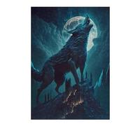 Puzzles pour Adolescents 38x26cm/1000pcs Wolf Howling at Moon Casse-tête pour Adolescents - Jeu Difficile - Stimule Le Cerveau 38x26cm/1000pcs