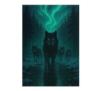 Puzzles pour Adolescents 38x26cm/1000pcs Wolf Pack Under Aurora Borealis Puzzles pour Adultes, Jouets À Monter Soi-même, Une Œuvre d'art, Difficile Et Stimulant 38x26cm/1000pcs