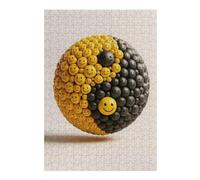 Puzzles pour Adolescents 38x26cm/1000pcs Yin Yang Smiley Face Sphere Puzzles pour Adultes Jouets Anti-Stress Une Œuvre d'art Stimule Le Cerveau 38x26cm/1000pcs