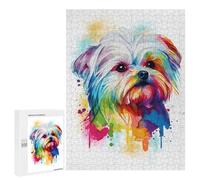 Puzzles pour Adolescents 500 PCS Abstract Maltese Dog Art Casse-tête pour Adultes, Jeu De Réflexion Difficile, Original, Cadeau d'anniversaire 500 PCS