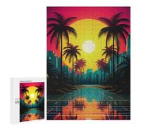 Puzzles pour Adolescents 500 PCS Abstract Synthwave Visions Puzzles pour Adultes Jouets Anti-Stress pour S'amuser en Famille Interaction Parent-Enfant 500 PCS