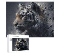Puzzles pour Adolescents 500 PCS Abstract Tiger Portrait Painting with Oil and Charcoal Puzzles pour Adultes Jeux Relaxants, Amusants Et Humoristiques, Stimulants À Compléter 500 PCS