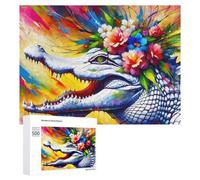 Puzzles pour Adolescents 500 PCS Acrylic Majestic Blossoming Alligator Casse-tête pour Adultes, Jeu De Réflexion Difficile, Original, Cadeau d'anniversaire 500 PCS
