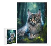 Puzzles pour Adolescents 500 PCS Adorable Maine Coon Cat Puzzles pour Adultes Jeux Amusants Décoration Parfaite Cadeaux Uniques d'anniversaire Et De Noël 500 PCS