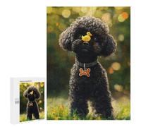 Puzzles pour Adolescents 500 PCS Adorable Poodle with Yellow Duck Toy Puzzles pour Adultes Assemblage De Modèles De Puzzles Défi À Réaliser Soirée Jeux Et Divertissement en Famille 500 PCS