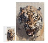 Puzzles pour Adolescents 500 PCS Angry Tiger Puzzles pour Adolescents, Jouets Anti-Stress, Décoration Murale, Cadeaux d'anniversaire Et De Noël Uniques 500 PCS