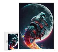 Puzzles pour Adolescents 500 PCS Astronaut Motorcycle Moon Puzzles pour Adultes Jeu De Réflexion Décoration Intérieure Activités Amusantes À La Maison 500 PCS