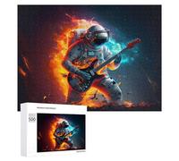 Puzzles pour Adolescents 500 PCS Astronaut Playing Guitar in Space -1 Puzzle Anti-Stress, Jouet Idéal pour Une Décoration Amusante À La Maison, 500 PCS
