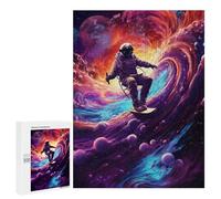 Puzzles pour Adolescents 500 PCS Astronaut Surfing Cosmic Wave Puzzle Anti-Stress, Jouet Idéal pour Une Décoration Amusante À La Maison, 500 PCS