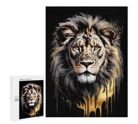 Puzzles pour Adolescents 500 PCS Aureate Sovereign - Lion’s Roar in Abstract Gold & Ebony Puzzles pour Adultes Jeux Amusants Décoration Parfaite Cadeaux Uniques d'anniversaire Et De Noël 500 PCS