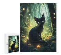 Puzzles pour Adolescents 500 PCS Black Cat in Enchanted Forest Puzzles, Jeux Relaxants, Décoration Intérieure, Cadeaux Et Idées Cadeaux Uniques pour Un Anniversaire 500 PCS