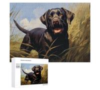 Puzzles pour Adolescents 500 PCS Black Labrador Retriever in Tall Grass Casse-tête pour Adultes, Jeu De Réflexion Difficile, Original, Cadeau d'anniversaire 500 PCS
