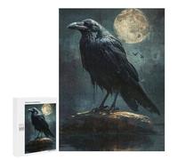 Puzzles pour Adolescents 500 PCS Black Raven Full Moon Puzzles pour Adultes Jeux Relaxants pour S'amuser en Famille Cadeaux De Noël Et d'anniversaire 500 PCS