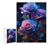Puzzles pour Adolescents 500 PCS Blue and Purple Rose Puzzles pour Adultes Jeu Familial Décoration Parfaite Difficile À Compléter 500 PCS