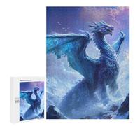 Puzzles pour Adolescents 500 PCS Blue Ice Dragon Fantasy Artwork Puzzles pour Adultes Assemblage De Modèles De Puzzles Défi À Réaliser Soirée Jeux Et Divertissement en Famille 500 PCS