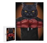 Puzzles pour Adolescents 500 PCS Boxer Black Cat Puzzles pour Adultes Jouets Anti-Stress pour S'amuser en Famille Interaction Parent-Enfant 500 PCS