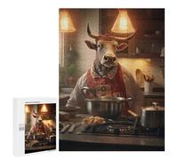 Puzzles pour Adolescents 500 PCS Bull Cooking Kitchen Funny Puzzles pour Adolescents, Jouets À Faire Soi-même, Activités Amusantes À La Maison pour Passer Le Temps, 500 PCS