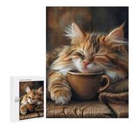 Puzzles pour Adolescents 500 PCS Calico Cat Coffee Morning Puzzles pour Adultes Jeu Familial Décoration Parfaite Difficile À Compléter 500 PCS