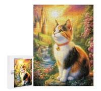 Puzzles pour Adolescents 500 PCS Calico Cat in A Fantasy World Puzzles, Jeux Amusants, Assemblage De Motifs, Cadeaux Uniques d'anniversaire Et De Noël 500 PCS