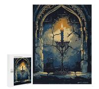 Puzzles pour Adolescents 500 PCS Candle in Gothic Archway Puzzles pour Adultes, Jouets Anti-Stress, Activités Amusantes À Faire À La Maison, 500 PCS