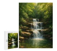 Puzzles pour Adolescents 500 PCS Cascading Waterfall in Lush Green Forest Puzzles pour Adultes, Jeux en Famille, Décoration Intérieure, Cadeaux De Noël Et d'anniversaire 500 PCS