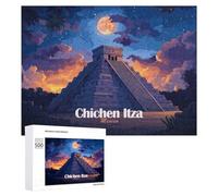 Puzzles pour Adolescents 500 PCS Chichen Itza at Night Puzzles pour Adultes Jeux Relaxants, Amusants Et Humoristiques, Stimulants À Compléter 500 PCS