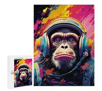 Puzzles pour Adolescents 500 PCS Chimpanzee Astronaut Art Print Puzzles pour Adolescents Améliorent La Mémoire Difficiles À Compléter Jeux Stimulants 500 PCS