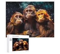 Puzzles pour Adolescents 500 PCS Chimpanzee Trio in Cosmic Light Puzzles pour Adultes Jeu De Réflexion Décoration Intérieure Activités Amusantes À La Maison 500 PCS
