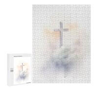 Puzzles pour Adolescents 500 PCS Christian Cross in The Clouds Puzzles pour Adultes Jeux De Société en Famille Améliorer La Mémoire Cadeaux d'anniversaire Uniques 500 PCS