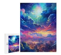 Puzzles pour Adolescents 500 PCS City Lights Under Rainbow Sky Puzzles pour Adultes Assemblage De Modèles De Puzzles Défi À Réaliser Soirée Jeux Et Divertissement en Famille 500 PCS