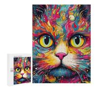 Puzzles pour Adolescents 500 PCS Colorful Abstract Cat Art Print-6 Puzzles pour Adultes Activités Familiales Interaction Parent-Enfant Jeu Au Design Élégant 500 PCS