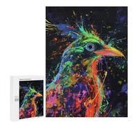 Puzzles pour Adolescents 500 PCS Colorful Bird Painting on Black Background Puzzles pour Adultes Jouets Anti-Stress pour S'amuser en Famille Interaction Parent-Enfant 500 PCS