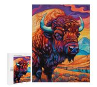 Puzzles pour Adolescents 500 PCS Colorful Bison Landscape Puzzles pour Adultes Jeu De Réflexion Décoration Intérieure Activités Amusantes À La Maison 500 PCS